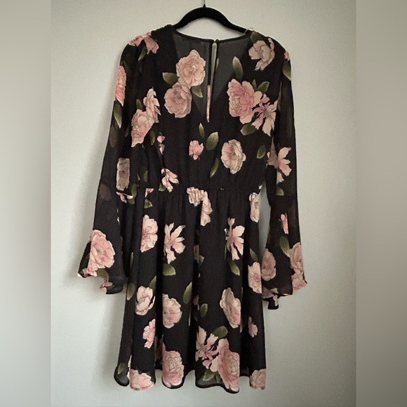 Charlotte Russe Black Dress with Pink Floral Design, Size Small - Picture 2 of 13
